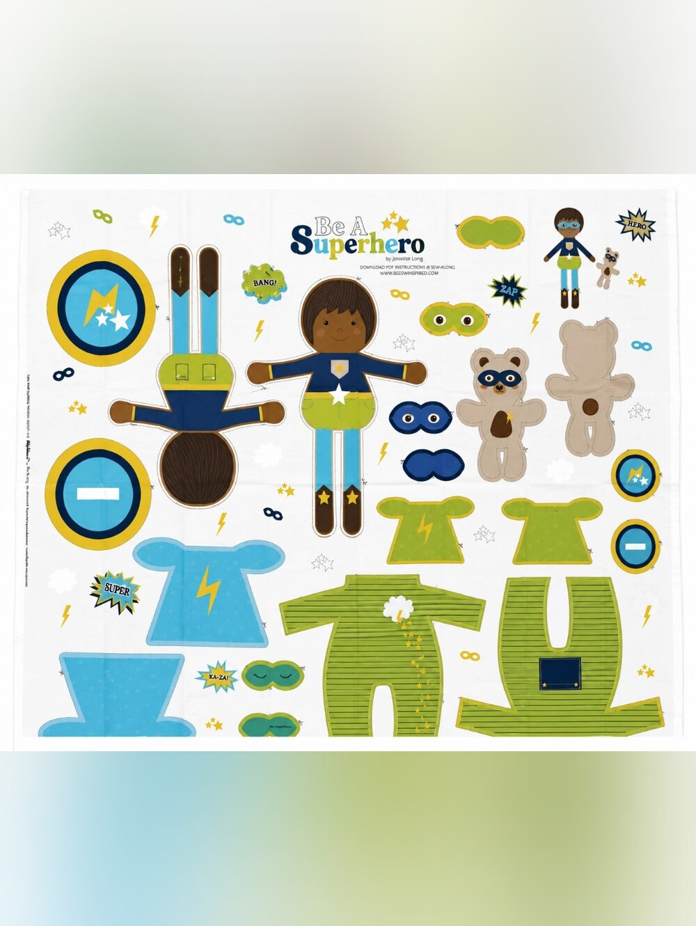 Be A Superhero DIY Fabric Doll Sewing Panel
